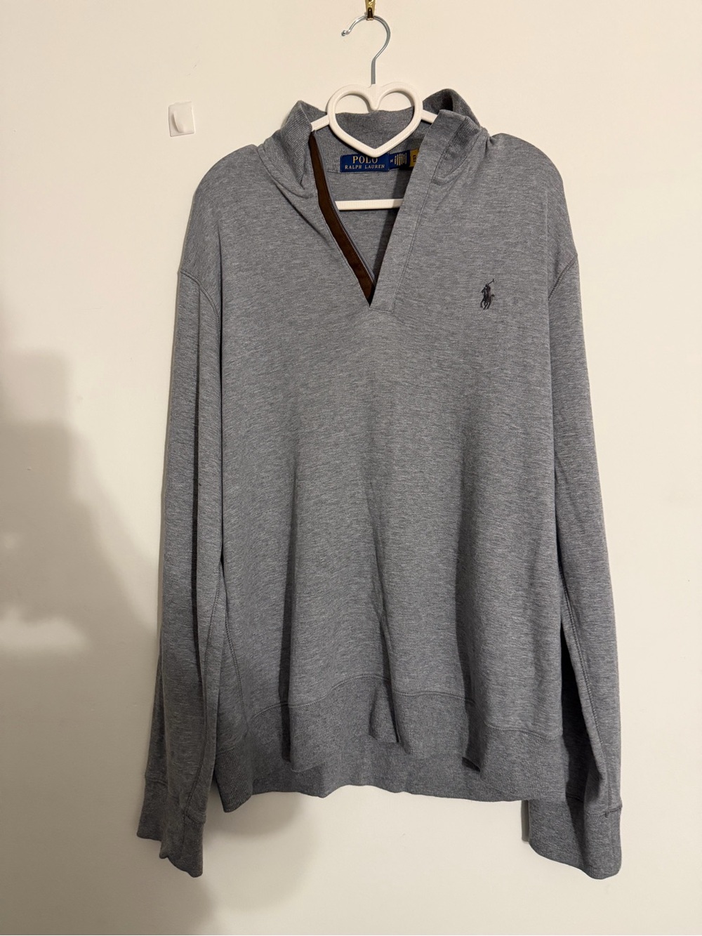 Polo by Ralph Lauren Heather Gray V-Neck Hooded Sweater